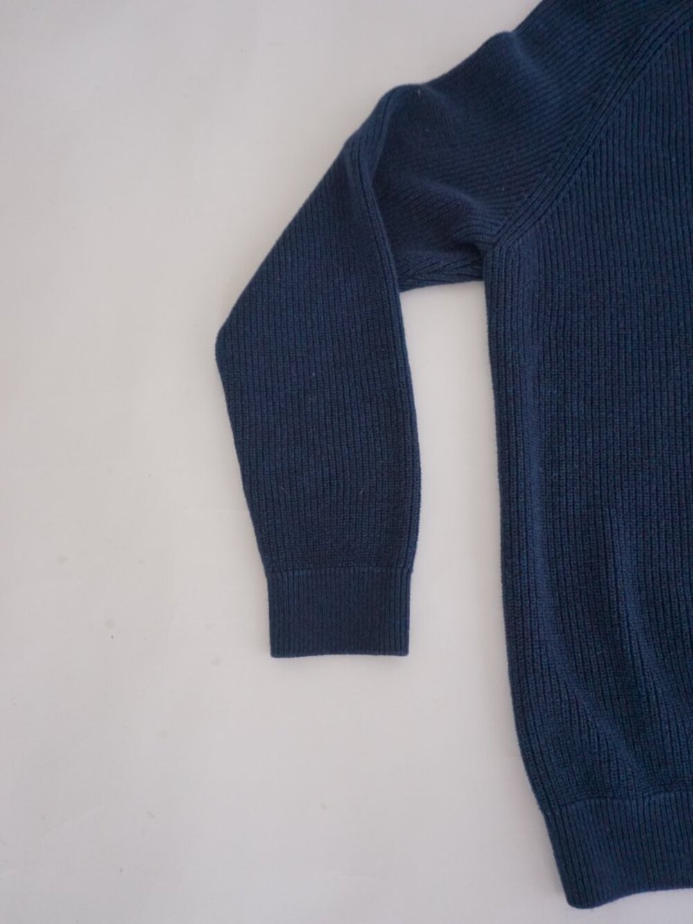 Denver Hayes Navy Rib Knit Minimalist Crewneck Pullover Sweater Cotton Blend L - Picture 8 of 9